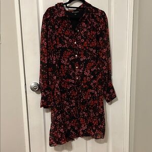 Floral Black and Red Dress